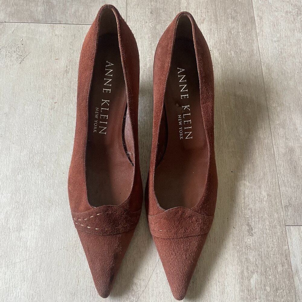 Anne Klein New York Brown Suede Kitten Heels
